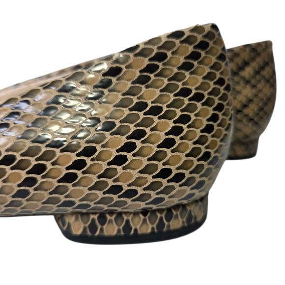 Nine West Women Brown Leather Snakeskin Pointed Toe Slip-On Flats SZ 6.5 Career - Picture 7 of 11